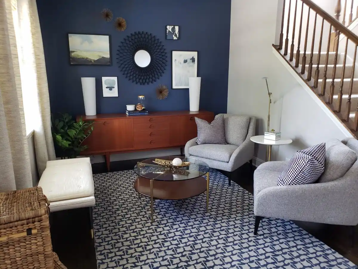 Mid-century modern living room design